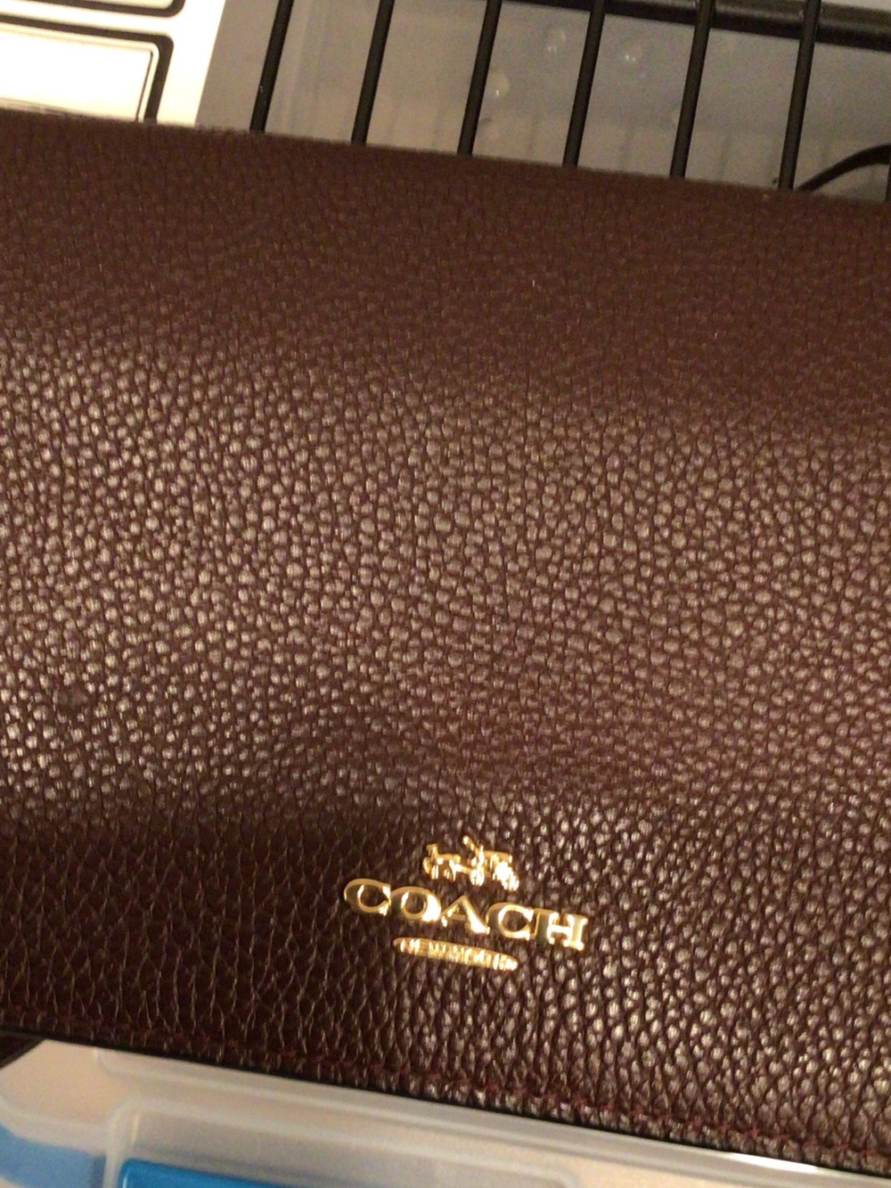 Coach Pebbled Leather Men’s Crossbody Bag in Dark Brown with Gold Hardware